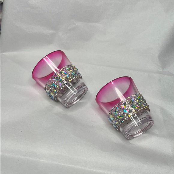 Hand Crafted Pink Rhinestone Embellished Shot Glasses - Picture 9 of 9